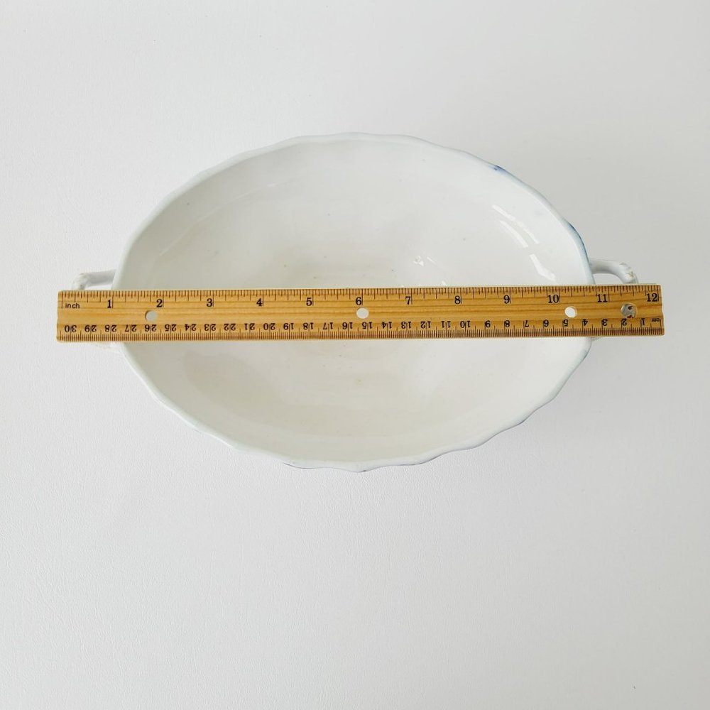 J&G Meakin Flow Blue Covered Vegetable Dish, Embossed w/Gold Accents, England - Picture 9 of 16